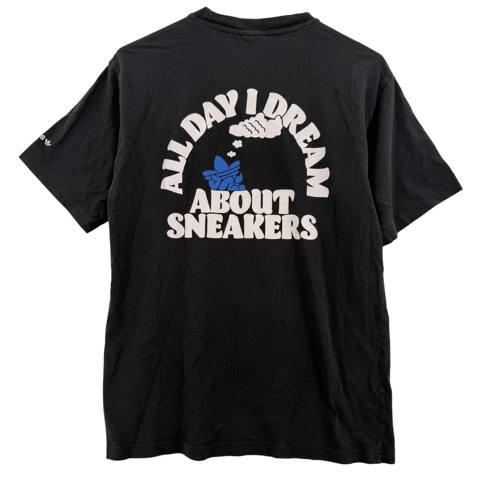 Adidas Originals Shirt Mens Small Black Trefoil All Day I Dream About‎ Sneakers